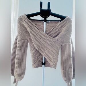 Cable Knit Crop Front Sweater